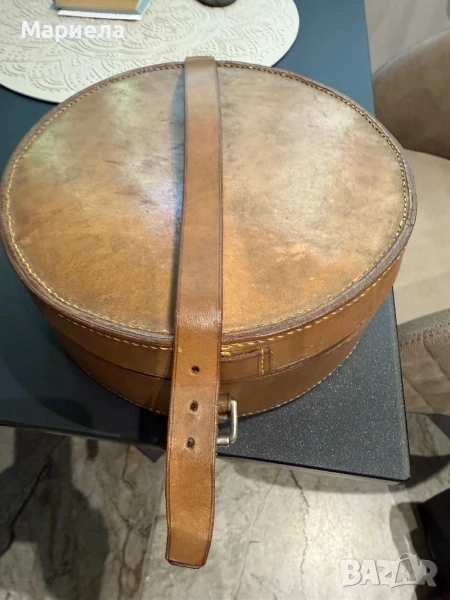 Стара кожена кутия,10 лв., снимка 1