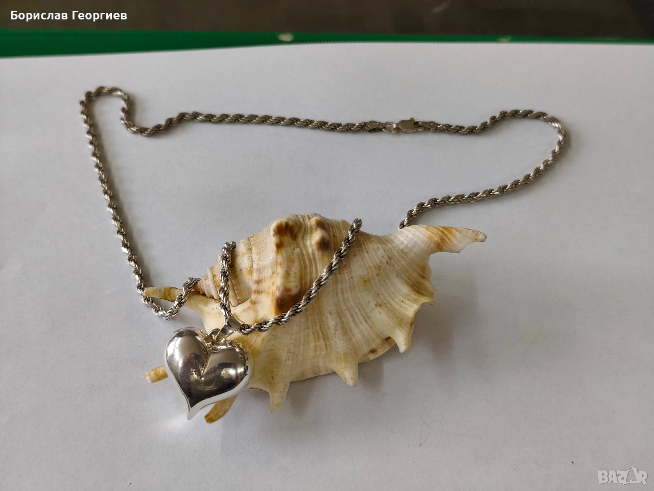 Сребърно колие с медальон сърце 925, снимка 1