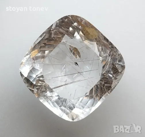 Огромен рядък рутилов кварц със златни игли - 43.41кт.! Нов!, снимка 4 - Други - 50062580