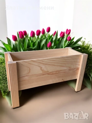 Дървена капша за саксия, снимка 3 - Саксии и кашпи - 50963087