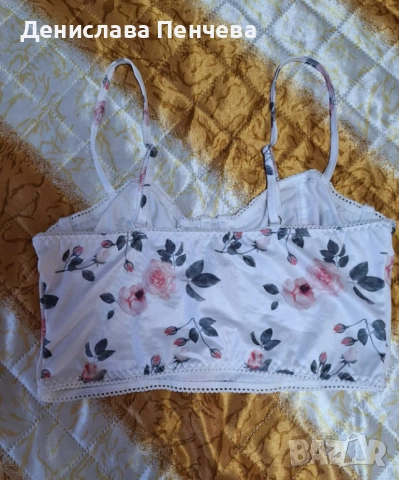 Къс бял потник с рози, снимка 2 - Потници - 52123973