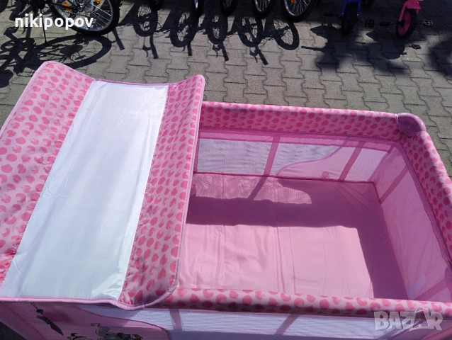 LORELLI Детска кошара на 2 нива с повивалник MOONLIGHT розов, снимка 3 - Кошарки - 53565231