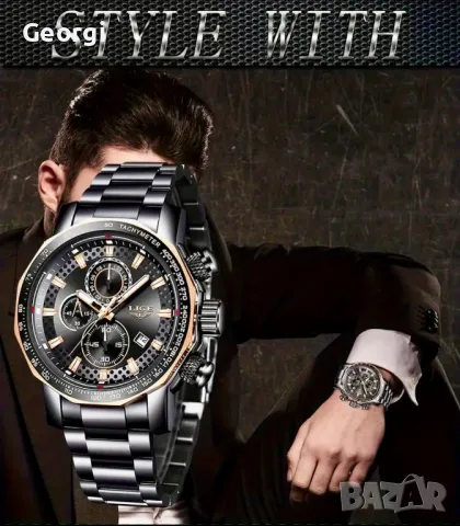 Луксозен, Спортен Мъжки Хронограф LIGE Elegant* Дизайн с награда ”Старо злато”!, снимка 4 - Мъжки - 49621980