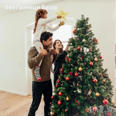 Нова Светеща звезда за елха 25см златна метална украса дом Коледа стая, снимка 7 - Декорация за дома - 52697333