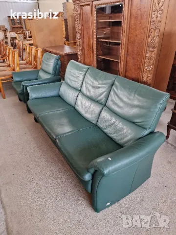 К-т Диван 3-ка и Фотьойл -Естествена кожа-внос от Германия!