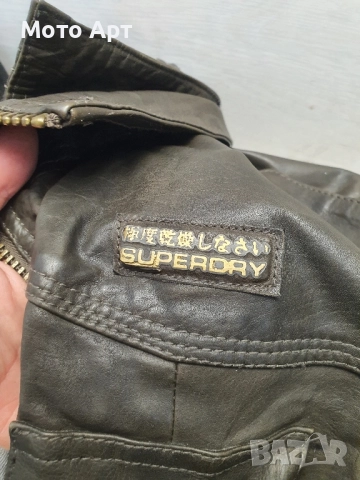 Кожено Яке Естествена Кожа Superdry Размер L Slim Fit, снимка 4 - Якета - 52052146