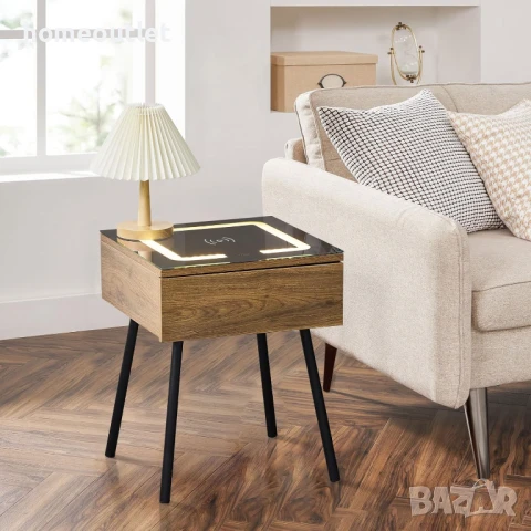 ПРОМОЦИЯ Многофункционално нощно шкафче със станция за зареждане CLIPOP C-B-ST-D0201BR, снимка 2 - Шкафове - 50770692