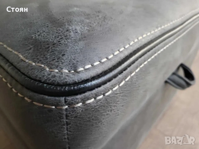 Тъмно сива табуретка от плат с функция ракла, снимка 3 - Дивани и мека мебел - 52010669