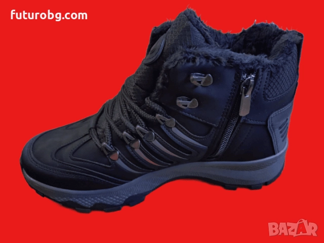 Водоустоичиви черни боти за мъже в черен цвят с лек сив акцент, снимка 6 - Мъжки боти - 52182490