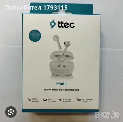 Безжични Bluetooth слушалки TTEC mode , TWS, бели, снимка 5 - Bluetooth слушалки - 48273319