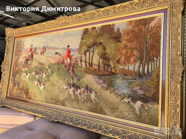 Гоблен "На лов" , снимка 2 - Гоблени - 51408879