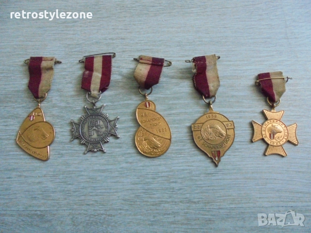 № 8346 Стари медали / ретро значки / колекционерски комплект (5 броя)