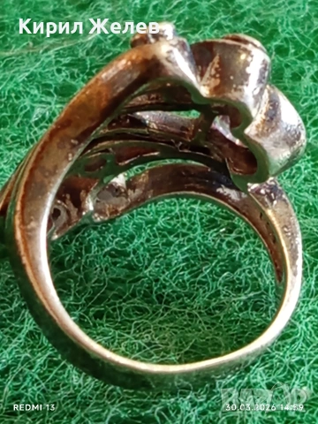 Артистичен сребърен пръстен инкрустиран с РОЗОВ КВАРЦ и кристали стил и елегантност 24937, снимка 7 - Пръстени - 54027162