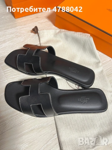 Дамски кожени чехли Hermes, снимка 4 - Чехли - 54105147