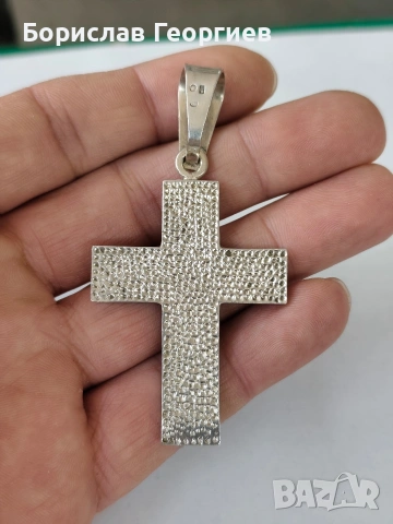 Голям сребърен кръст медальон 925, снимка 2 - Колиета, медальони, синджири - 53898943