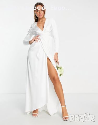 ASOS Bridal бяла сатенена сватбена рокля 38 размер, снимка 2 - Рокли - 46683611