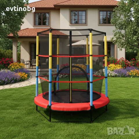 Батут 4,5ft 140см с вътрешна мрежа - червен