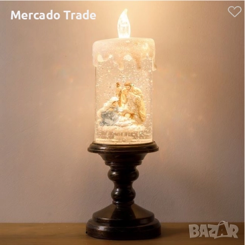 Коледен музикален фенер Mercado Trade, LED светлина, Бяла топла