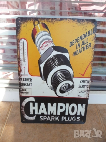 Метална табела Champion запалителна свещ стартер искра ток смяна на свещи запалване автомобил нова