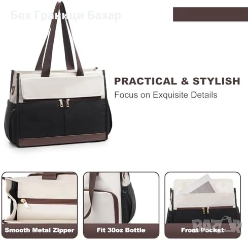 Нова Дамска чанта за лаптоп 15.6 с термо отделение за храна Жени офис работа, снимка 7 - Чанти - 54057337