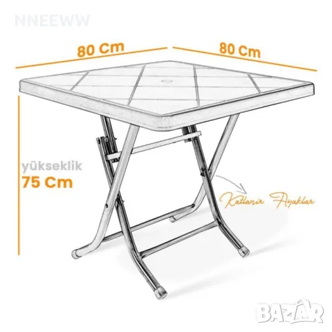 Градински комплект от маса и 4 стола с метални крака, снимка 6 - Градински мебели, декорация  - 49780980