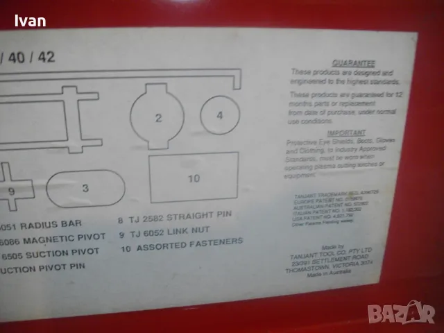 АВСТРАЛИЙСКИ КОМПЛЕКТ ЗА ПЛАЗМЕНО РЯЗАНЕ КИСЛОРОДНО ГАЗОВО TANIGOT Made in Australia Оригинален, снимка 9 - Други инструменти - 49668059