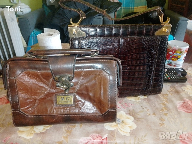 винтидж ретро чантичка Marc Chantal, винтидж ретро чанта крокодилска кожа