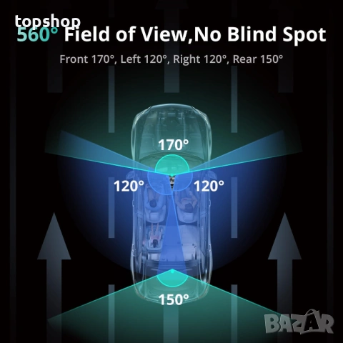 BOTSLAB G980H 4 Channel Dash Cam – Пълно 560 градуса покритие за вашия автомобил , снимка 4 - Аксесоари и консумативи - 53687680