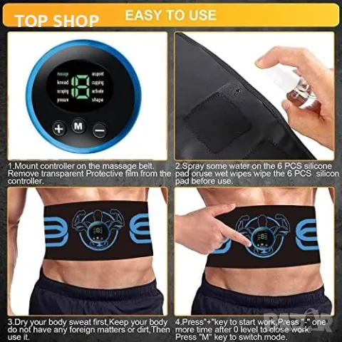 Нов Мускулен стимулатор Тренажор за коремни мускули Спорт ABS колан, снимка 5 - Фитнес уреди - 49919385