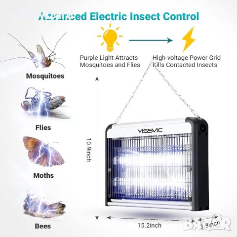 YISSVIC Лампа против комари / насекоми, снимка 3 - Градинска техника - 45701693