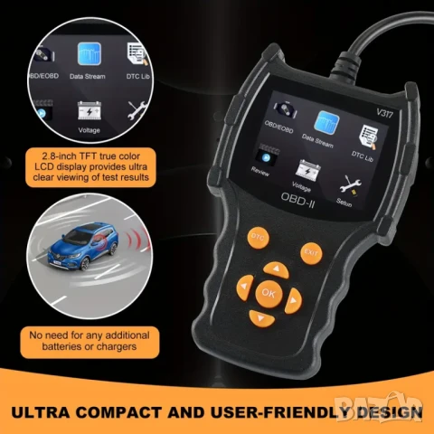 Full OBD2 EOBD автомобилен диагностичен кодочетец V317 , снимка 6 - Аксесоари и консумативи - 50813106