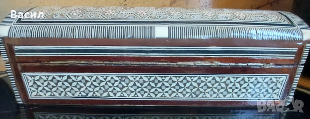 Стара дървена кутия за бижута седеф Интарзия, снимка 3 - Антикварни и старинни предмети - 50894011