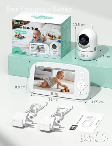 Нов Бебефон с камера 5" Нощно виждане VOX Двупосочно аудио Температура, снимка 8 - Бебефони - 53155281