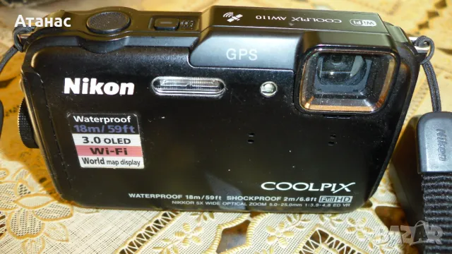 Фотоапарат NIKON - AW 110 - 16MP GPS WI-FI противовлажен, снимка 2 - Фотоапарати - 48029098