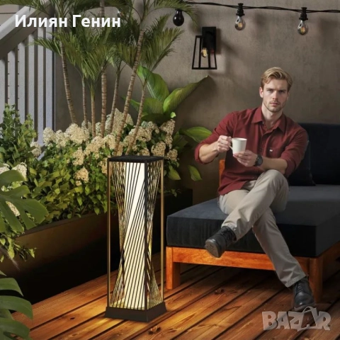 Соларна подова лампа Outsunny, ратан, със сензор за светлина, 25 LED , снимка 6 - Соларни лампи - 51782352