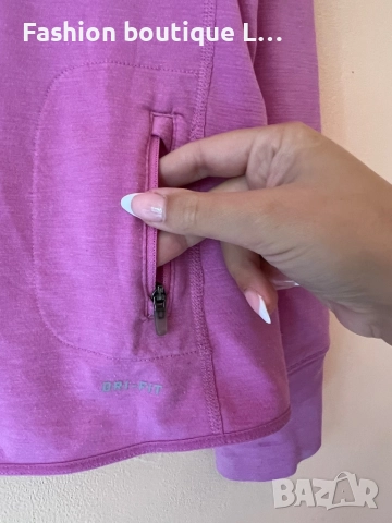 Nike оригинална розова термо блуза с дупки за пръстите на ръцете и джоб с цип на гърба S / М размер , снимка 11 - Блузи с дълъг ръкав и пуловери - 52052237