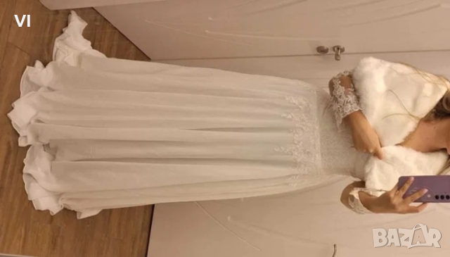 Сватбена рокля с дантелени ръкави и регулиращо се закопчаване, снимка 5 - Рокли - 51770568