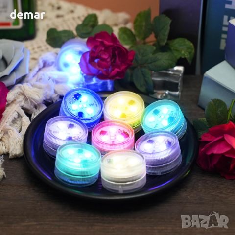 ALED LIGHT 12 бр. Осветление за басейн, мини RGB LED подводни крушки с 2 дистанционни, снимка 7 - Лед осветление - 45481019