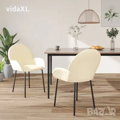 vidaXL Tрапезни столове, 2 бр, кремави, изкуствена кожа（SKU:344755）, снимка 2 - Столове - 48792066