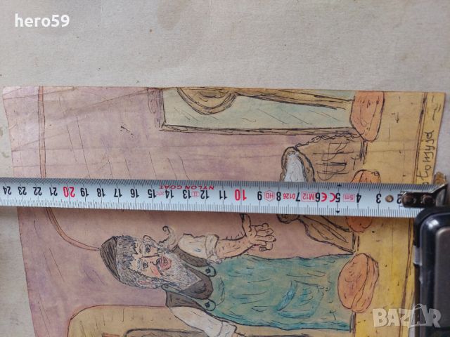 Еврейска картина(рисунка),туш и акварел, шарж на евреин, снимка 18 - Картини - 45813339