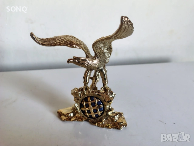 Уникална Статуетка Златен Орел Със Емайл