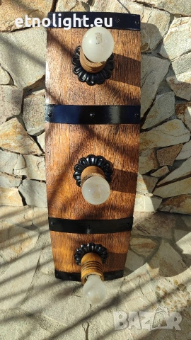 Полилеи от автентични дъбови бъчви с ръчно изработени дървени чашки и ковано желязо , снимка 4 - Полилеи - 53176095