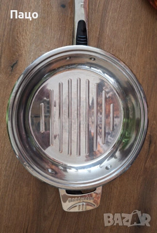 тиган/Berghaus 18/10 Edelstahl Pan 2 handle 27cm Wide Heavy Used, снимка 2 - Съдове за готвене - 53909994