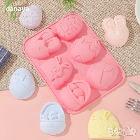 5856 Силиконова форма Великден, 6 гнезда