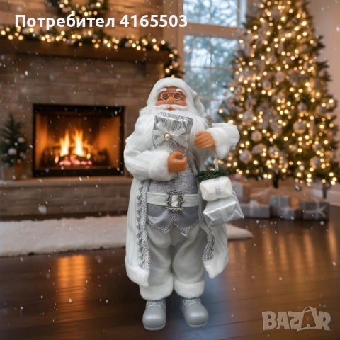 Дядо Коледа в сребристо – празнична фигура, която носи магия и уют у дома 70 см, снимка 3 - Декорация за дома - 52671119
