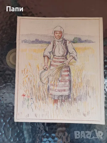 Молив на картон от Коста Петров, снимка 3 - Антикварни и старинни предмети - 49826753