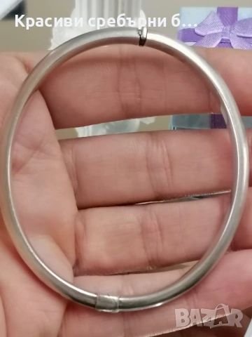 Твърда сребърна гривна , сигурно закопчаване, снимка 3 - Гривни - 53892445