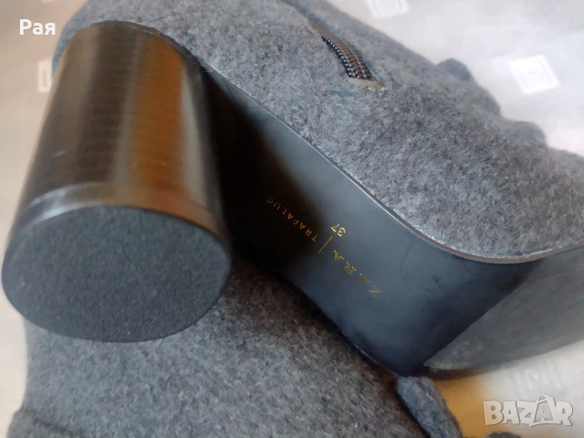 Боти в сиво Zara , снимка 9 - Дамски боти - 50705260
