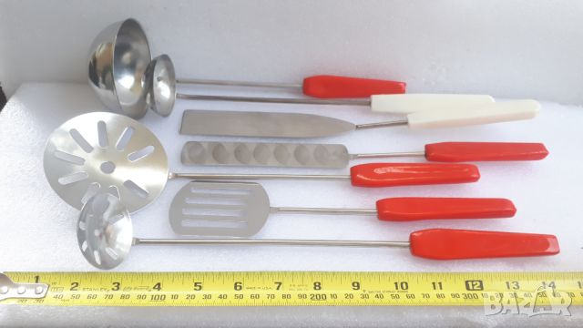 Лот метални кухненски прибори за готвене, червени и бели, снимка 3 - Прибори за хранене, готвене и сервиране - 45761139