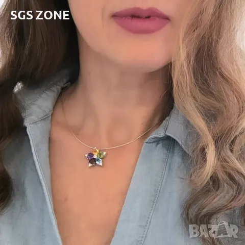 Сребърна Висулка с Естествени Камъни, снимка 8 - Колиета, медальони, синджири - 49843830